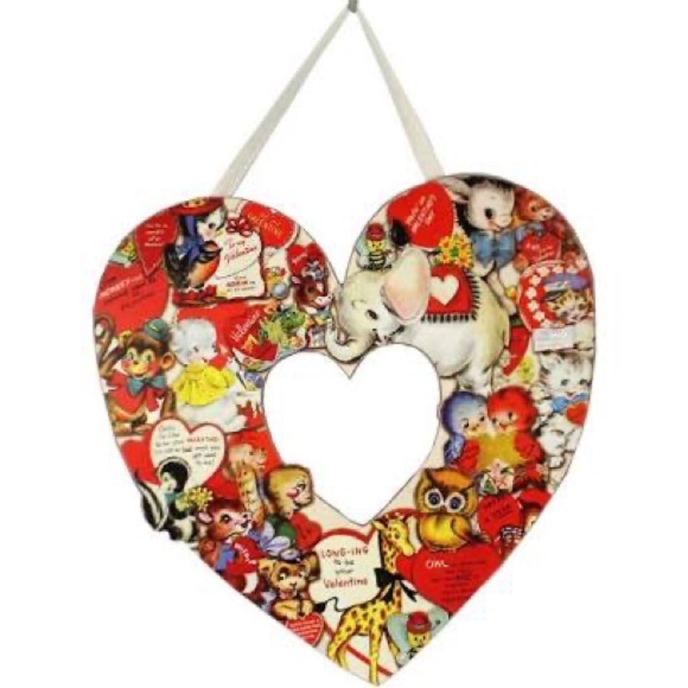 Retro valentine wooden heart wreath- primitives by Kathy